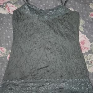 Maurices Lace Trim Camisole In Olive Green